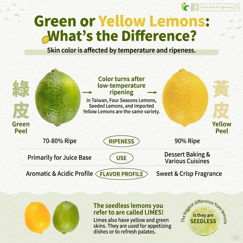 What's different between green or yellow lemon?