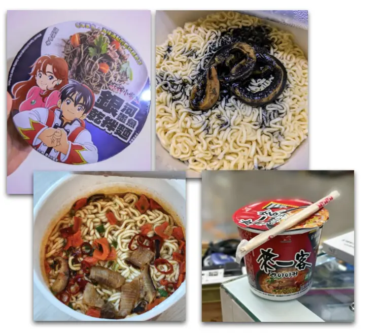 A bowl of instant noodles, a convenient meal during a typhoon in Taiwan